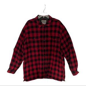 L.L. Bean red and black check 100% Cotton flannel jacket excellent condition!